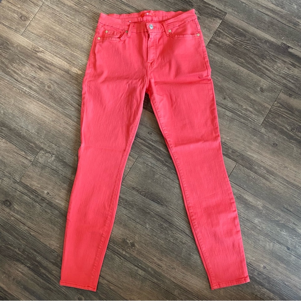 7 for all Mankind size 29 red orange skinny jeans